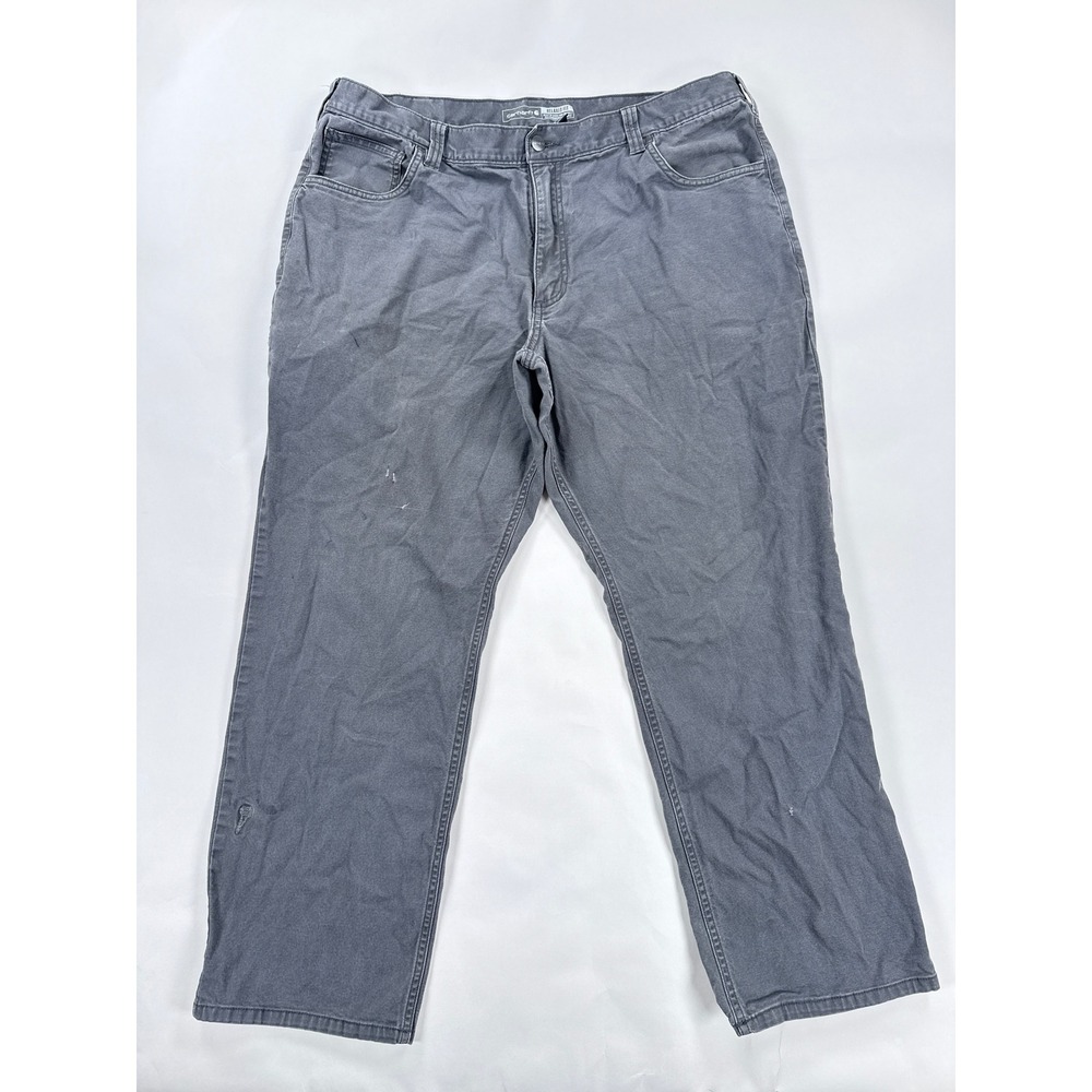 Carhartt Mens Pants 40x30 Gray Rugged Flex Relaxed Fit Canvas Workwear Grunge